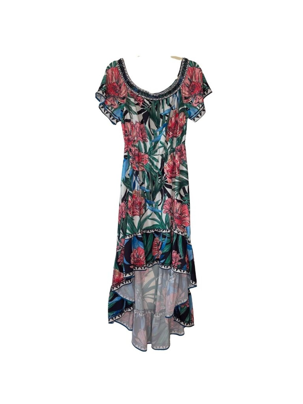 Pink Blush Womens Floral High-Low Maxi Dress Size M Polyester/Spandex